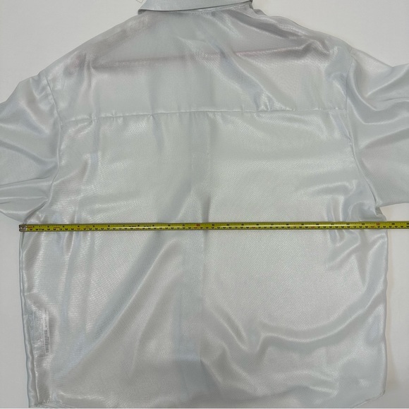 NWT / S/ ZARA Flowy Oversized Shimmer White  Pearl blouse button down shirt - Picture 11 of 16